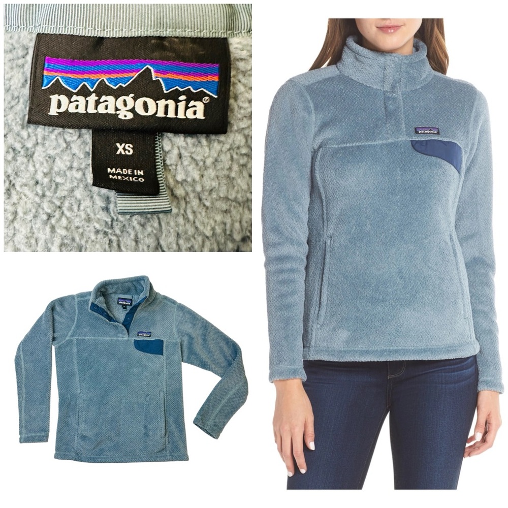 Patagonia Re-Tool Snap T Fleece Pullover Kangaroo Pocket Shadow Cadet Blue 25443